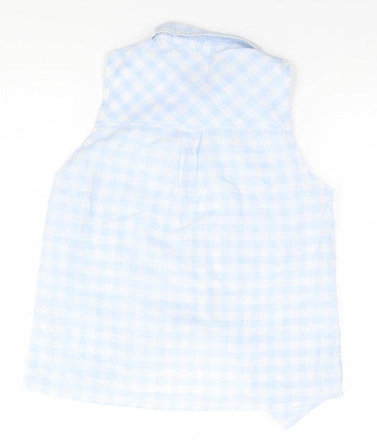 Bershka Womens Blue Check Basic Button-Up Size S