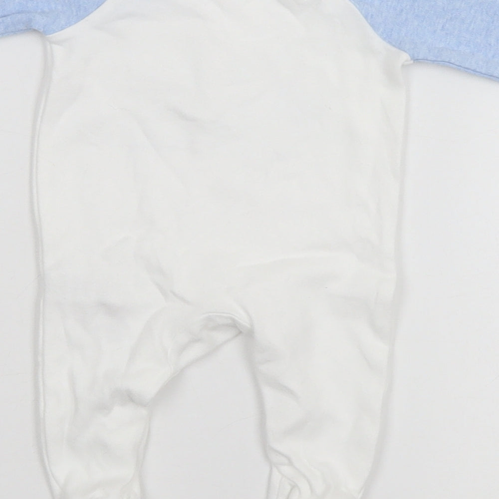 Brand and care label for F&F Baby White Babygrow One-Piece, size 0-3, Months - Nice to Meet you