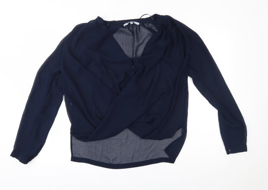 NEXT Womens Blue Wrap Button-Up Size 12