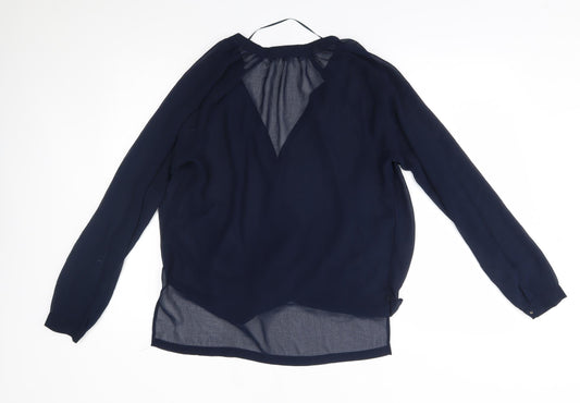 NEXT Womens Blue Wrap Button-Up Size 12