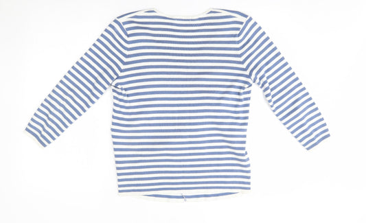 TU Womens Blue Striped Wrap Jumper Size 14