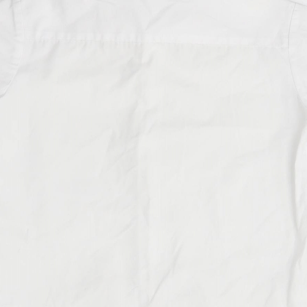 Brand and care label for George boys’ white basic button-up, size 3-4, years