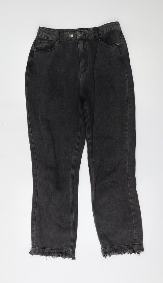 Additional front view of Missguided women’s grey cropped jeans, size UK 10, 26-inch leg
