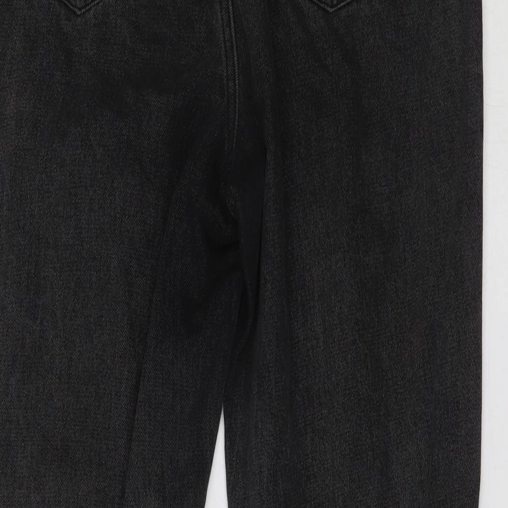 Brand and care label for Missguided women’s grey cropped jeans, size UK 10, 26-inch leg