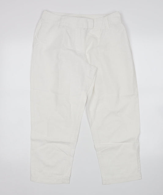 Additional front view of Bona parte women’s white cropped trousers, size UK 12, 23-inch leg
