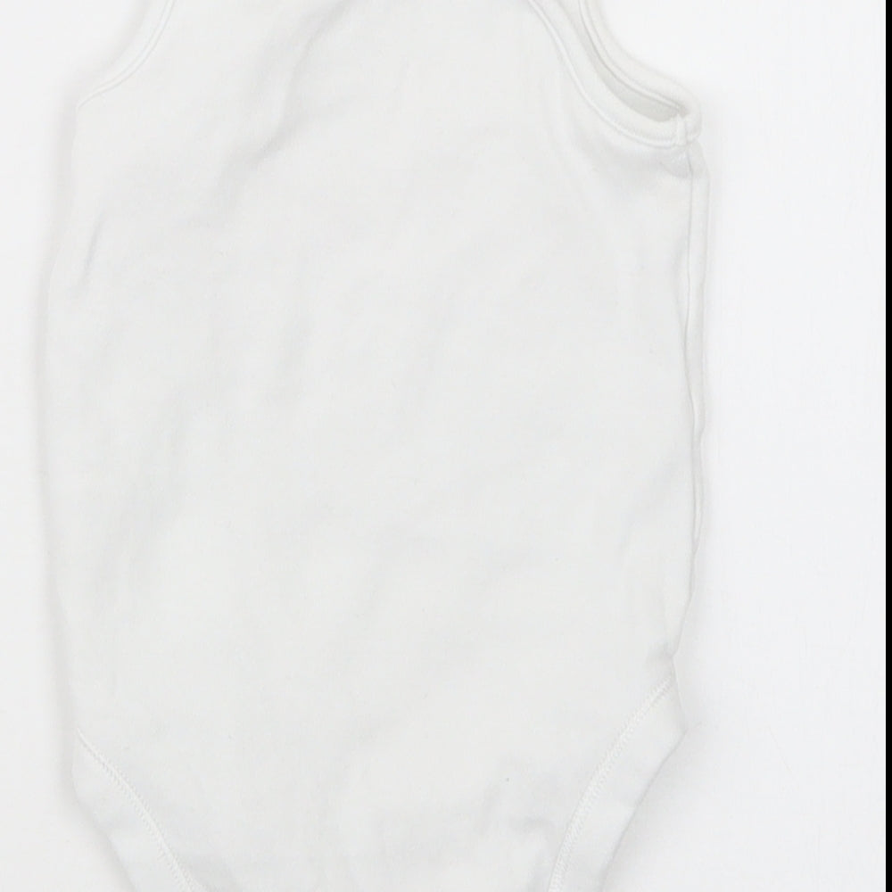Brand and care label for George Baby White Babygrow One-Piece, size 12-18, Months