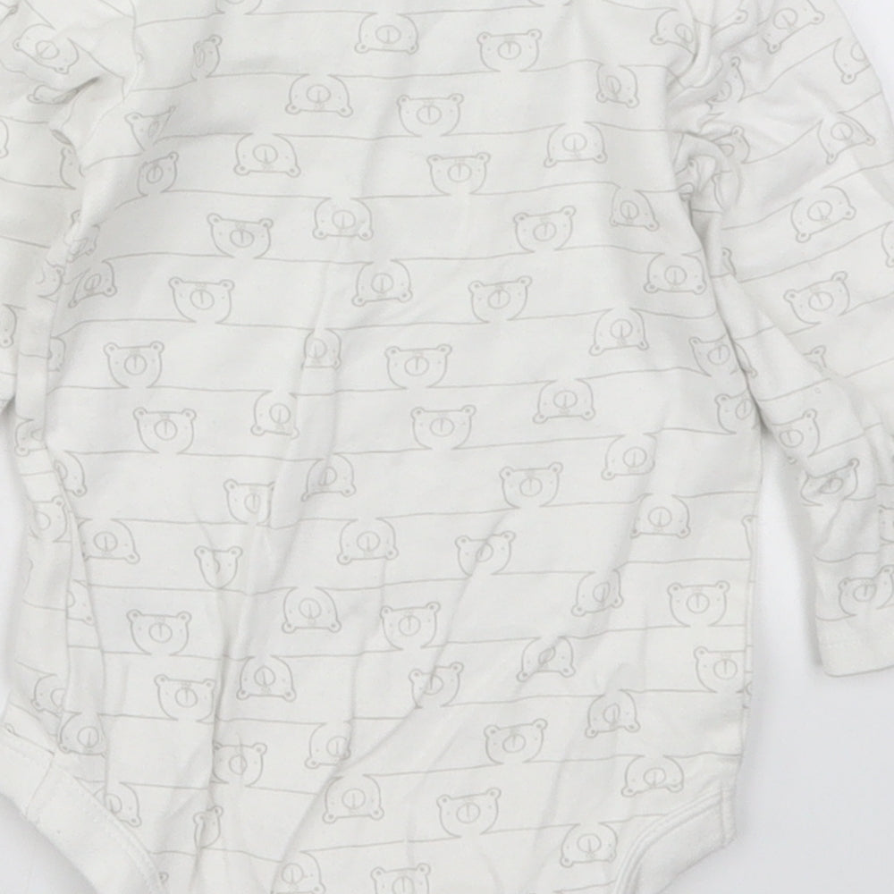 Brand and care label for Tu Baby White Striped Babygrow One-Piece, size 12-18, Months - Bears