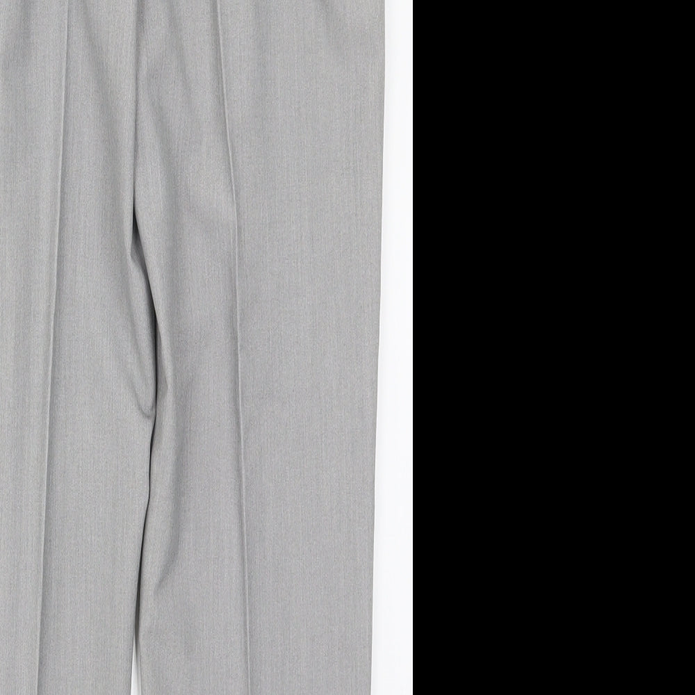 Brand and care label for Just Elegance women’s grey rayon trousers, size UK 14, 27-inch leg