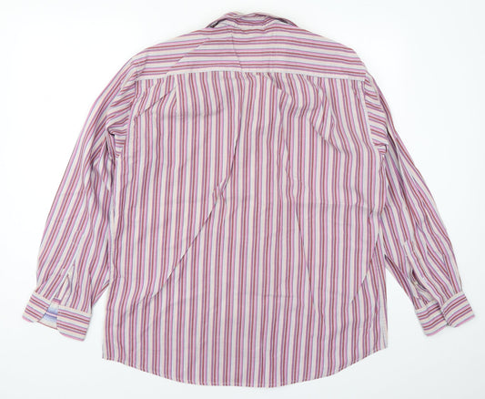 Mens UK Size 16 Peter England Pink Button-Up Long Sleeve Casual Shirt
