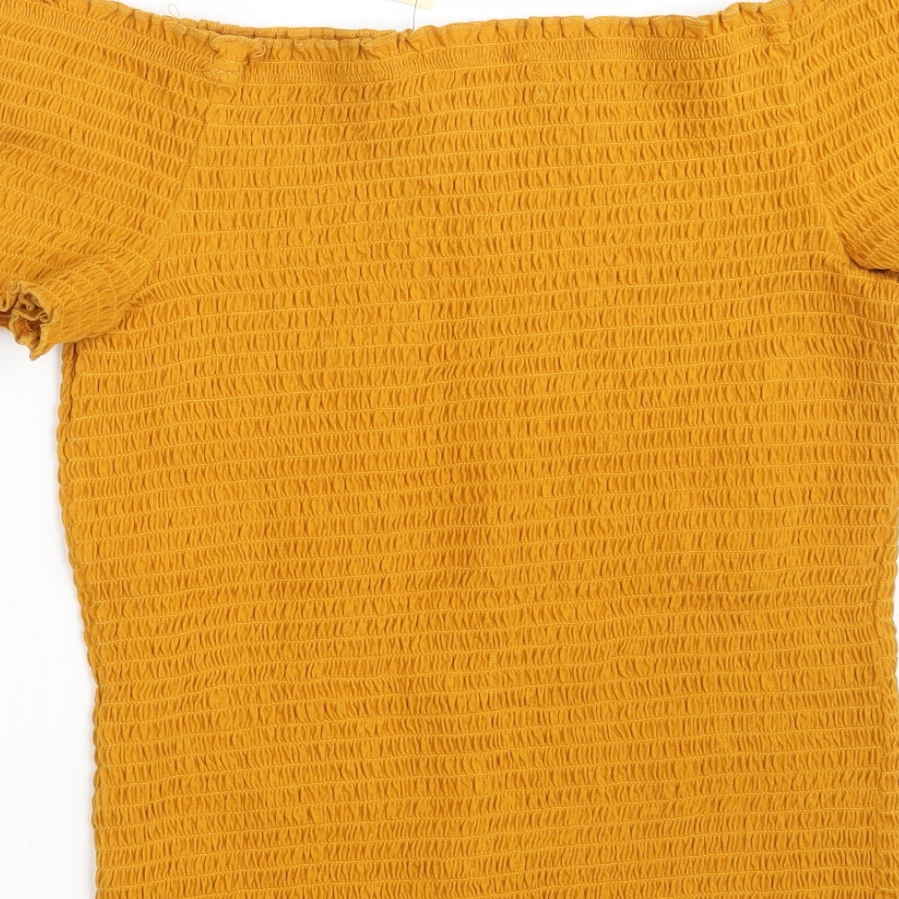 Papaya Womens Yellow Basic Blouse Size 14