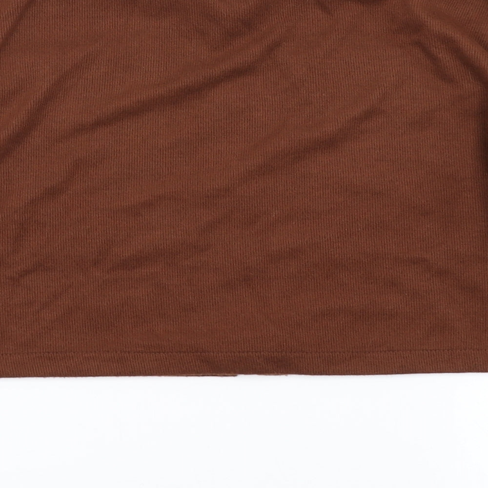 Womens UK Size 6 PRETTYLITTLETHING Brown Cropped T-Shirt