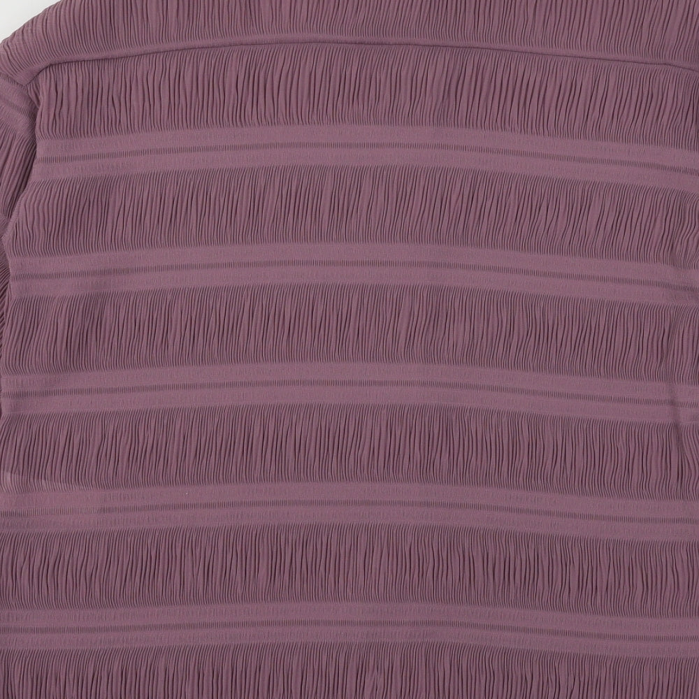 Womens UK Size 8 Club L Purple Basic Button-Up