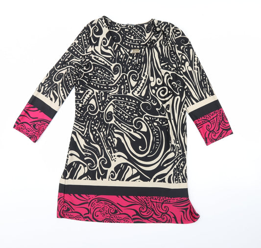 Additional front view of BHS women’s black geometric shift, size UK 14