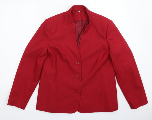 Additional front view of EWM women’s red jacket blazer, size UK 14