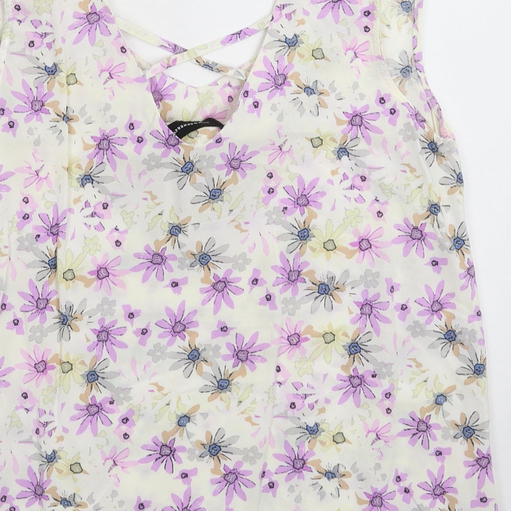 Atmosphere Womens White Floral Basic Tank Size 12