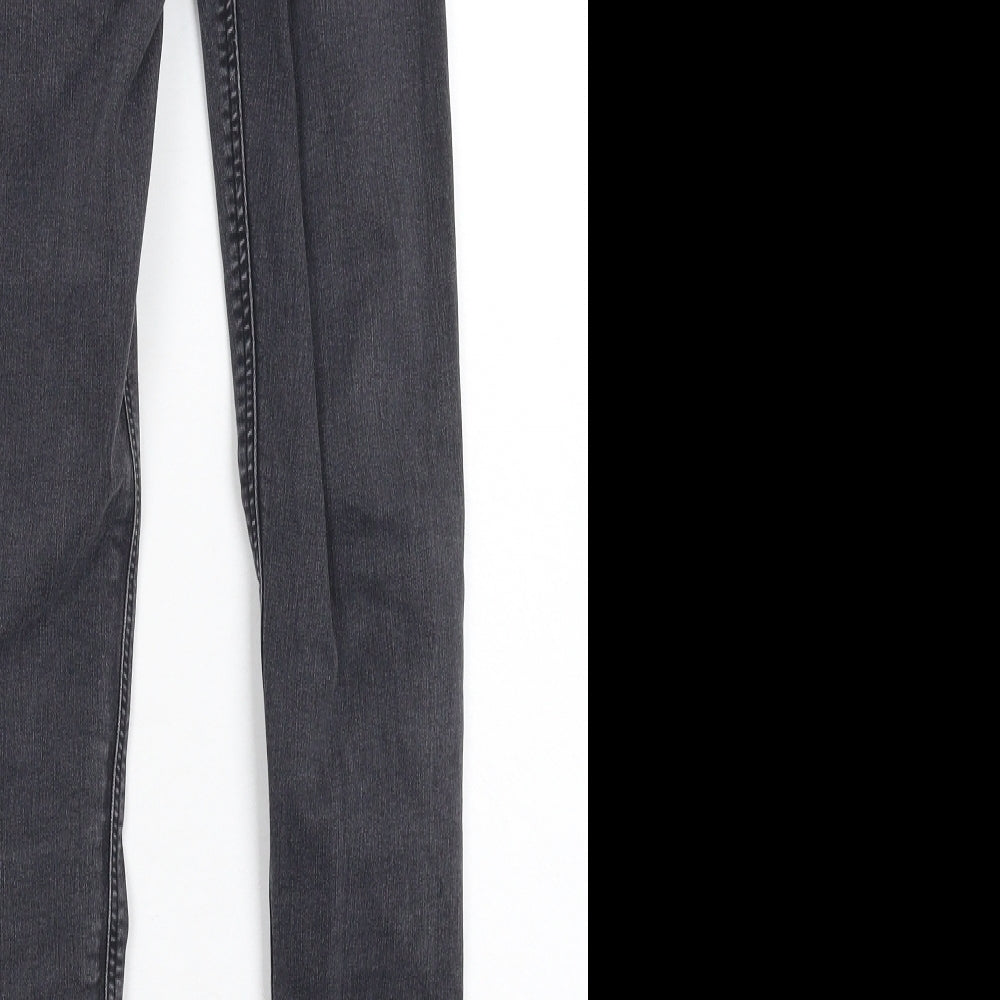 Brand and care label for Topshop women’s black denim jegging jeans, size UK 24, in, 27-inch leg