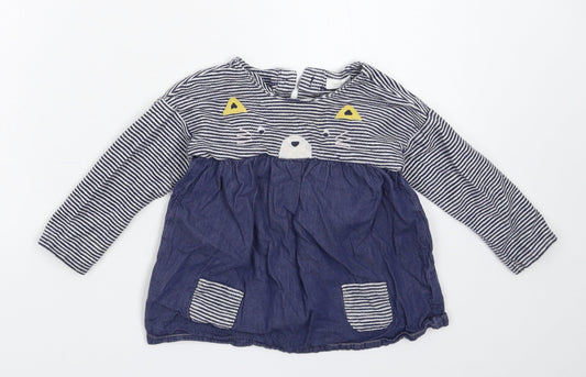 NEXT Girls Blue Striped Fit & Flare Size 12-18 Months