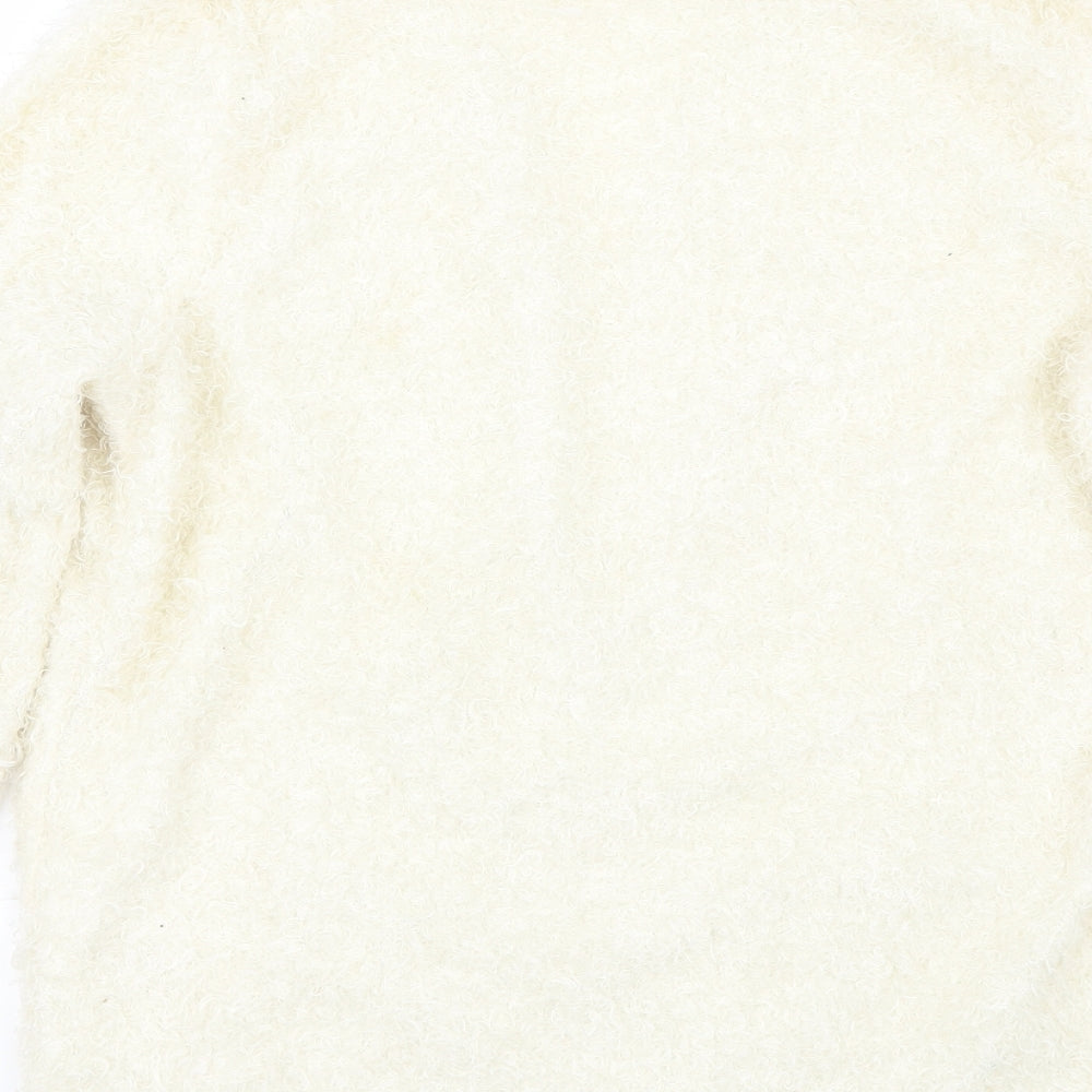 Brand and care label for H&M women’s beige cardigan jumper, size S