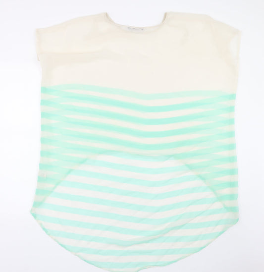 Primark Womens Beige Striped Basic Blouse Size 12