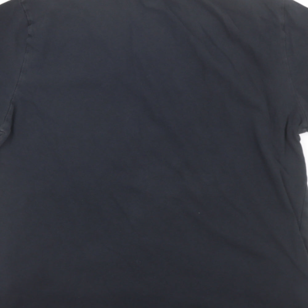 Brand and care label for Next men’s black t-shirt, size M