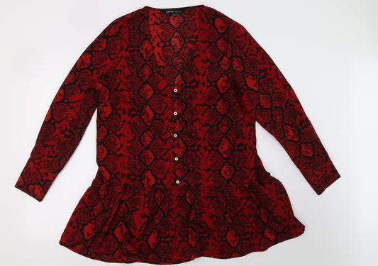 Additional front view of Capsule women’s red animal print a-line, size UK 14