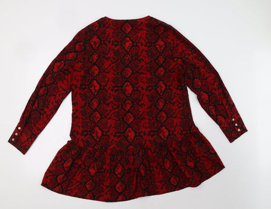 capsule Womens Red Animal Print A-Line Size 14