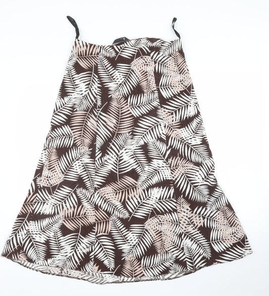 BHS Womens Brown Floral  A-Line Skirt Size M