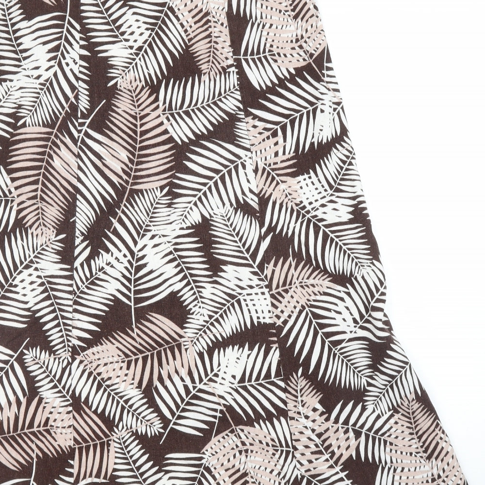Brand and care label for BHS women’s brown floral a-line skirt, size M