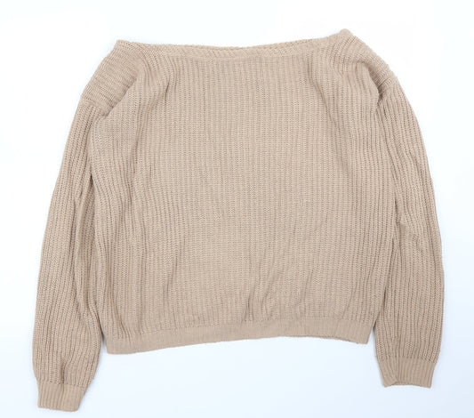 Womens UK Size L Missguided Beige Pullover Jumper