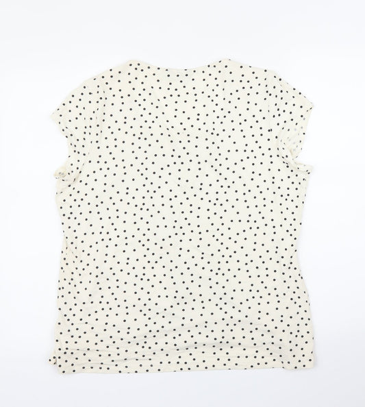 m&s Womens Beige Polka Dot Basic Blouse Size M