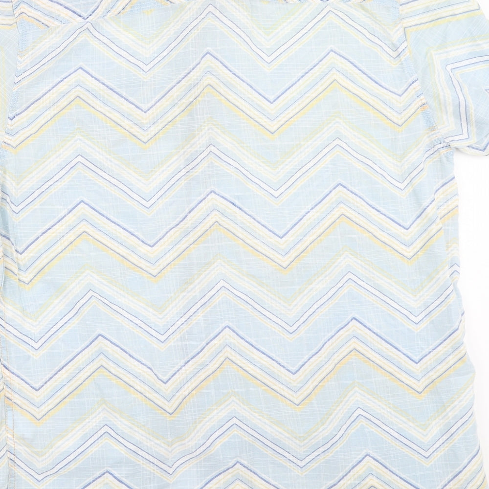 Mens UK Size L Debenhams Blue Button-Up Short Sleeve Casual Shirt