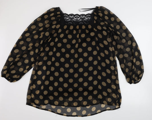 AX Womens Brown Polka Dot Basic Blouse Size 8