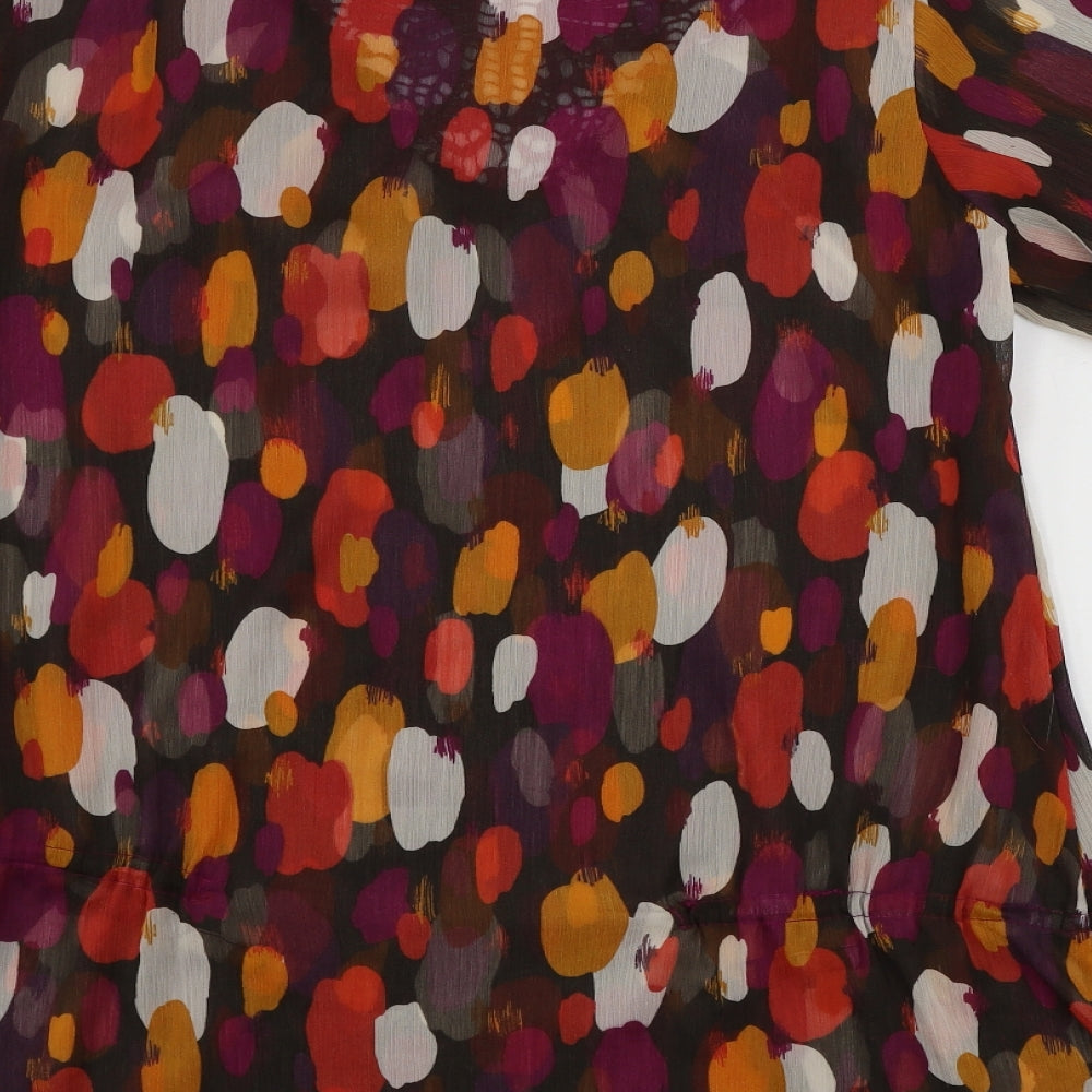 George Womens Brown Polka Dot Basic Blouse Size 14