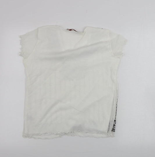 EWM Womens White Striped Basic T-Shirt Size M