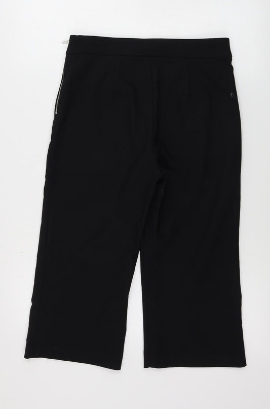 Womens UK Size S Zara Regular Fit Cropped Black Trousers