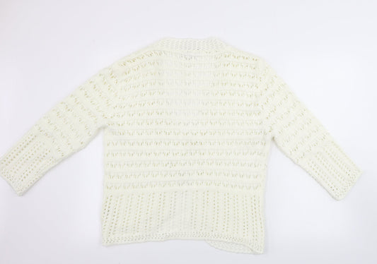 Womens UK Size L glimpse design Ivory Cardigan Jumper