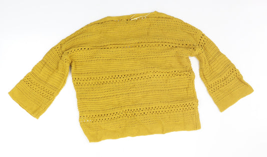 Womens UK Size M Papaya Yellow Pullover Jumper