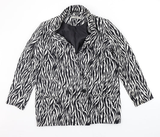 ASOS Womens White Animal Print Jacket Blazer Size 10