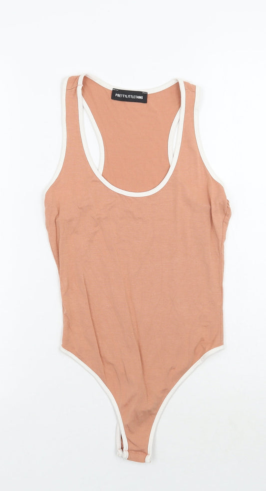 Additional front view of PRETTYLITTLETHING women’s orange bodysuit one-piece, size S