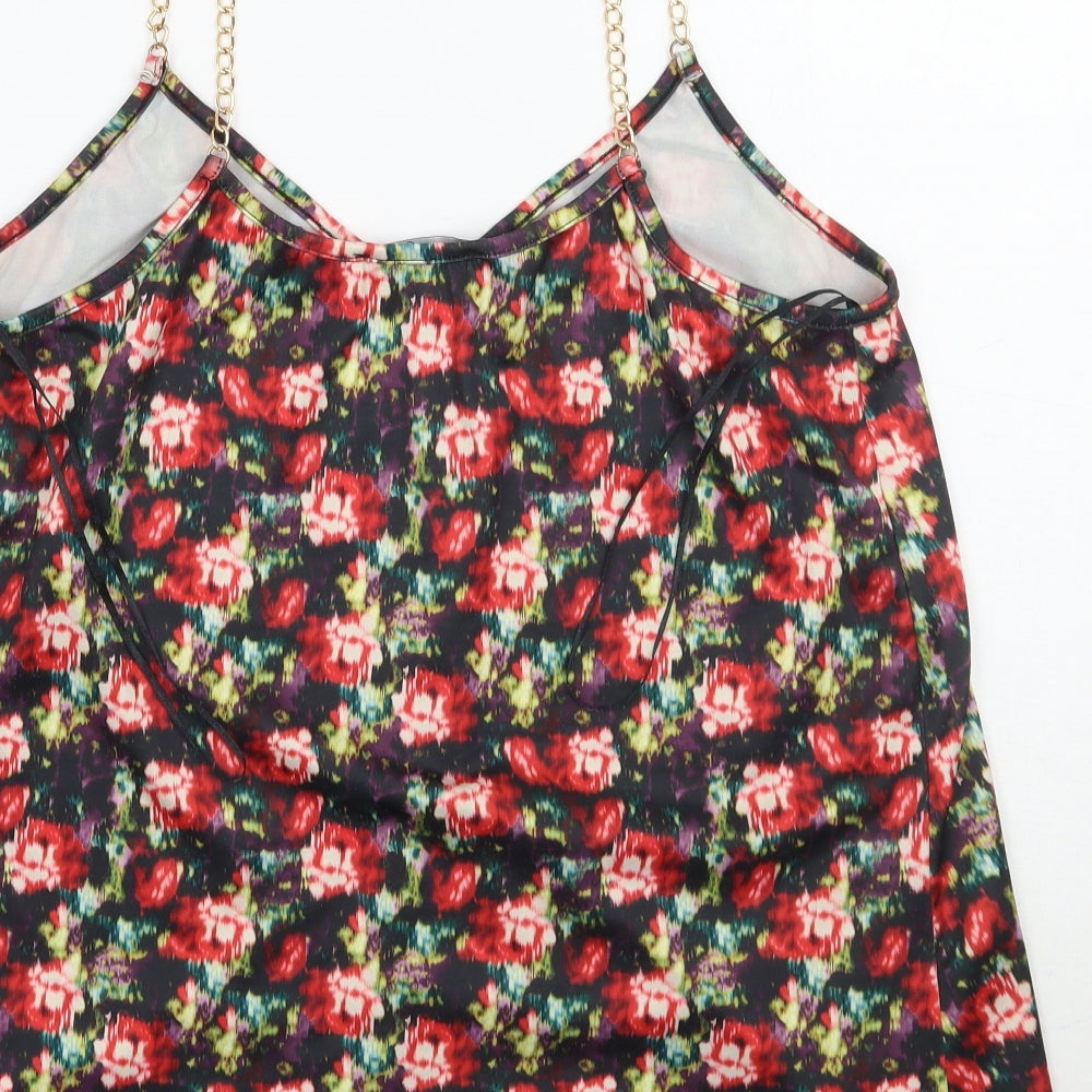Primark Womens Black Floral Basic Tank Size 12