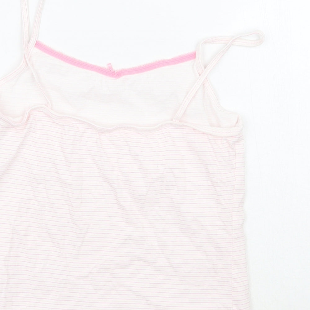 Brand and care label for George girls’ white striped basic tank, size 5-6, years