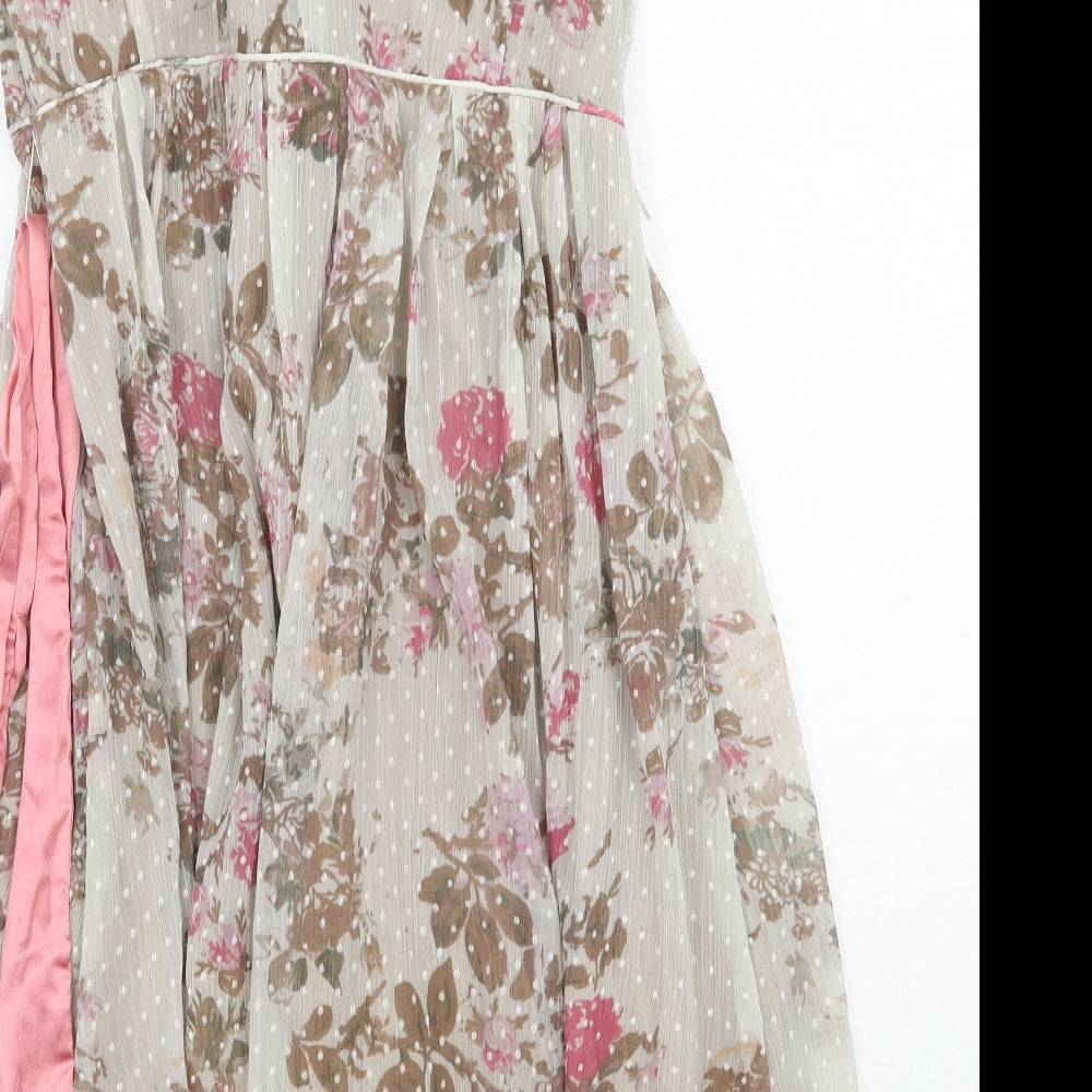 TFNC Womens Beige Floral A-Line Size 2