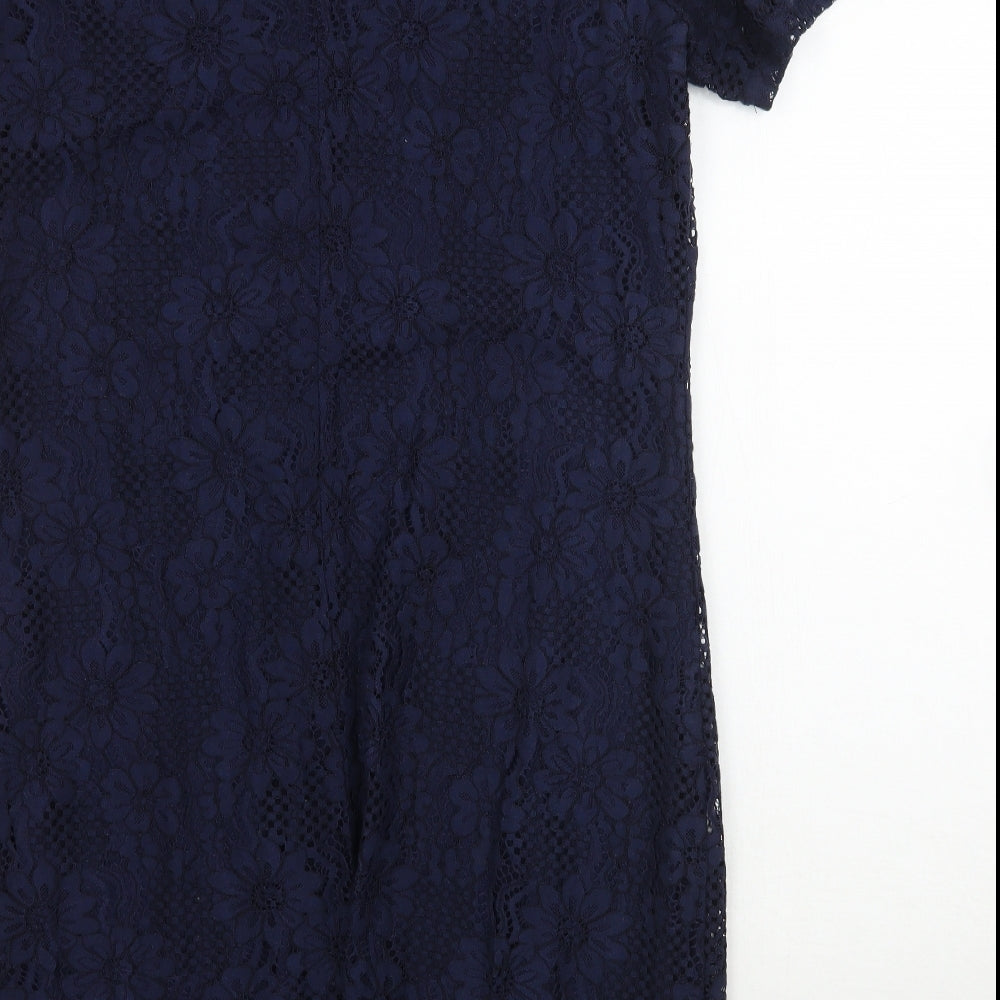 Dorothy Perkins Womens Blue Floral A-Line Size 14