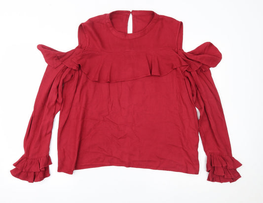 Avon Womens Red Basic Blouse Size 14