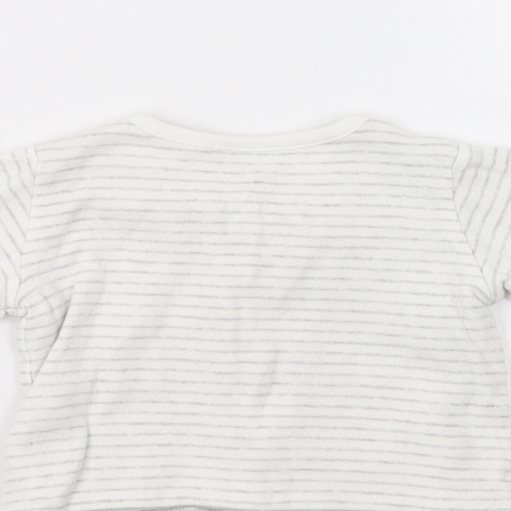 Brand and care label for Marks and Spencer Baby Grey Striped Basic Blouse, size 0-3, Months