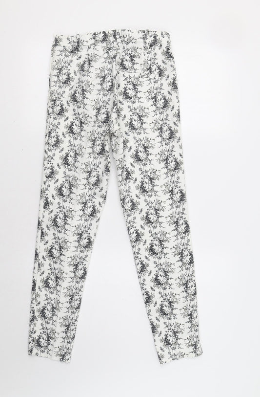 Womens UK Size S H&M Regular Fit White Trousers