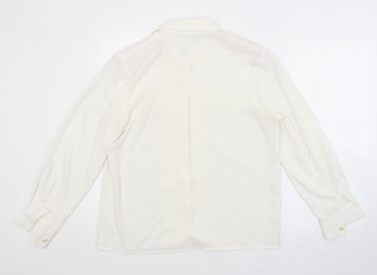 Womens UK Size M Country Casuals White Basic Button-Up
