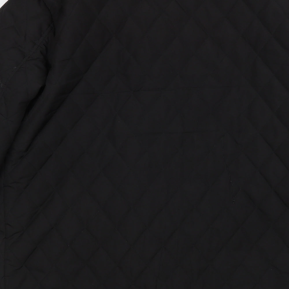 Brand and care label for Propeller women’s black quilted coat, size M