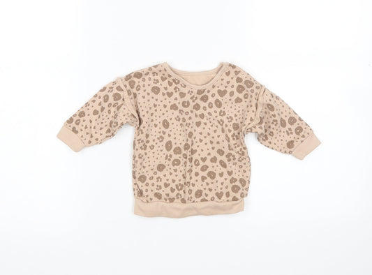 George Girls Brown Animal Print Pullover Jumper Size 0-3 Months