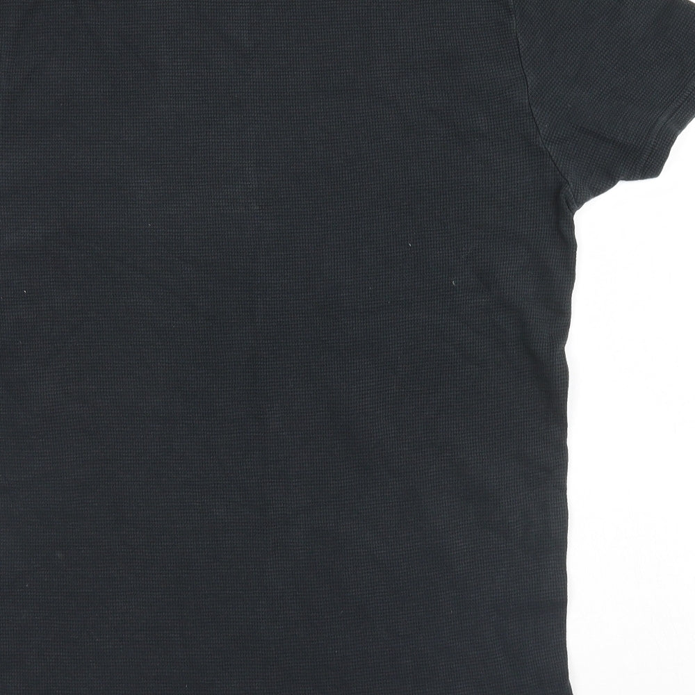 Brand and care label for Topshop men’s grey t-shirt, size S